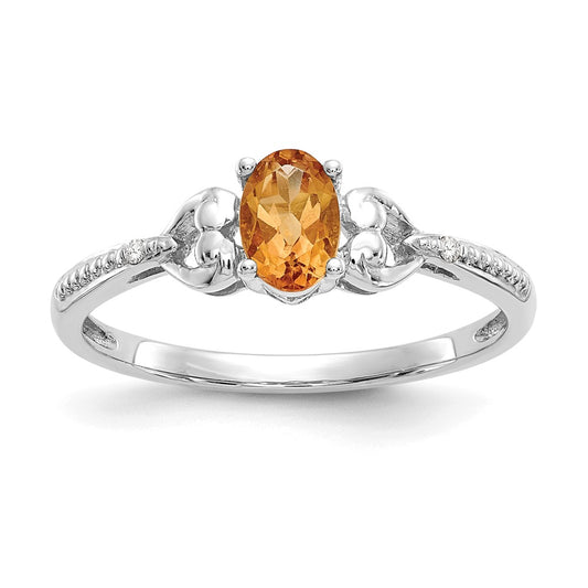 10k White Gold Citrine Diamond Ring, Size: 7