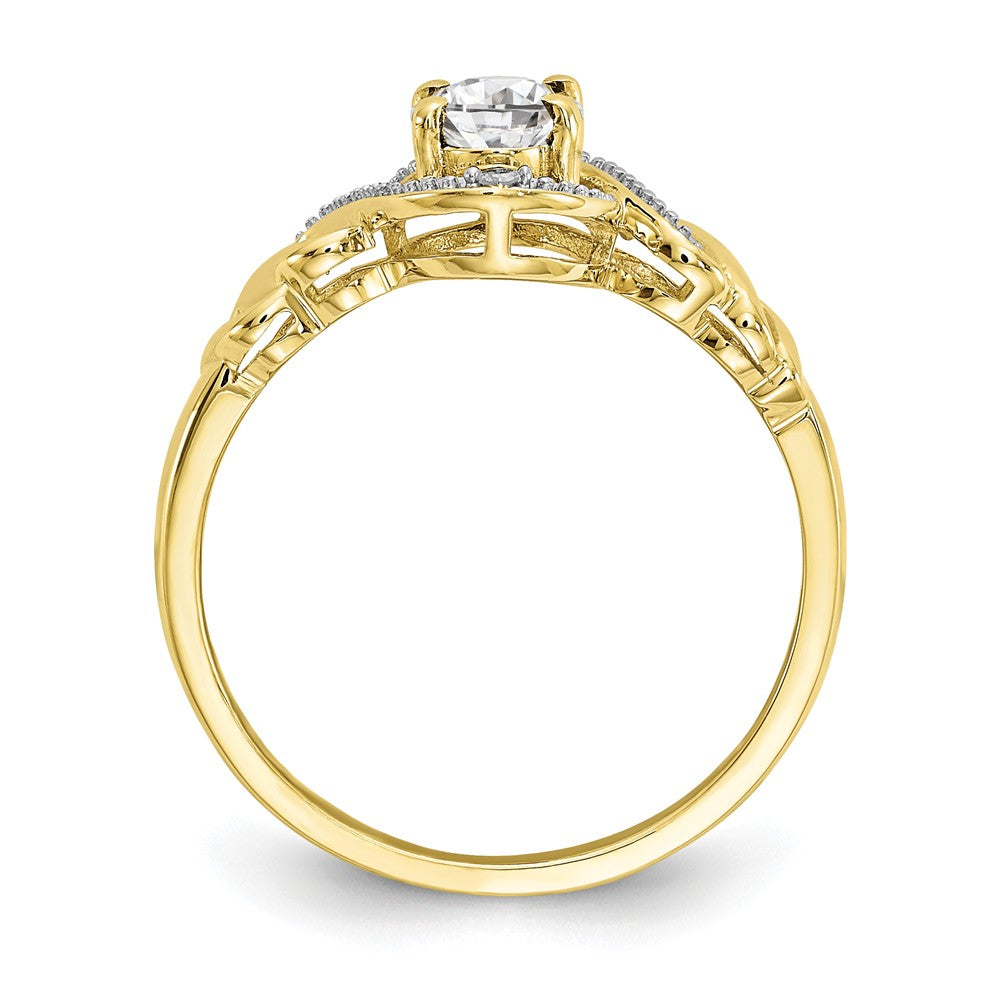 10k Yellow Gold White Topaz Diamond Ring, Size: 7