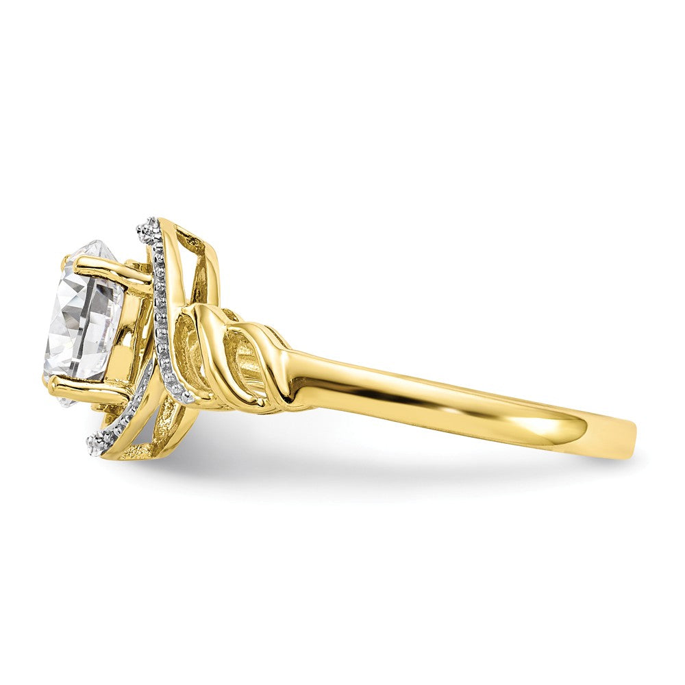 10k Yellow Gold White Topaz Diamond Ring, Size: 7