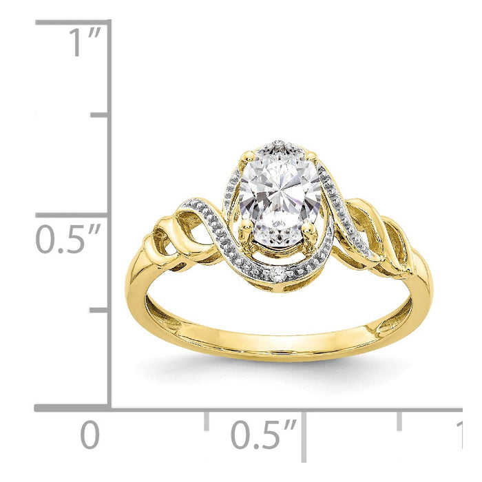 10k Yellow Gold White Topaz Diamond Ring, Size: 7