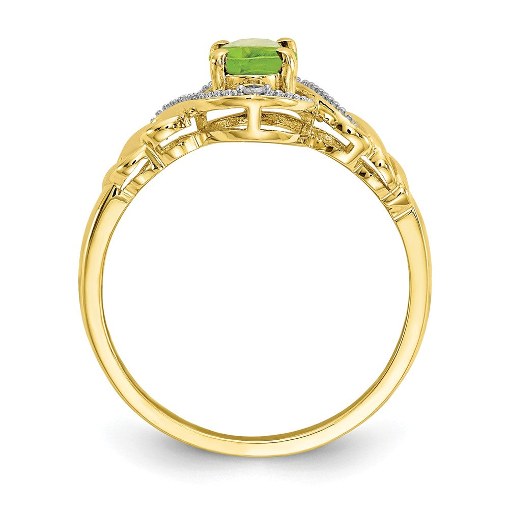 10k Yellow Gold Peridot Diamond Ring, Size: 7
