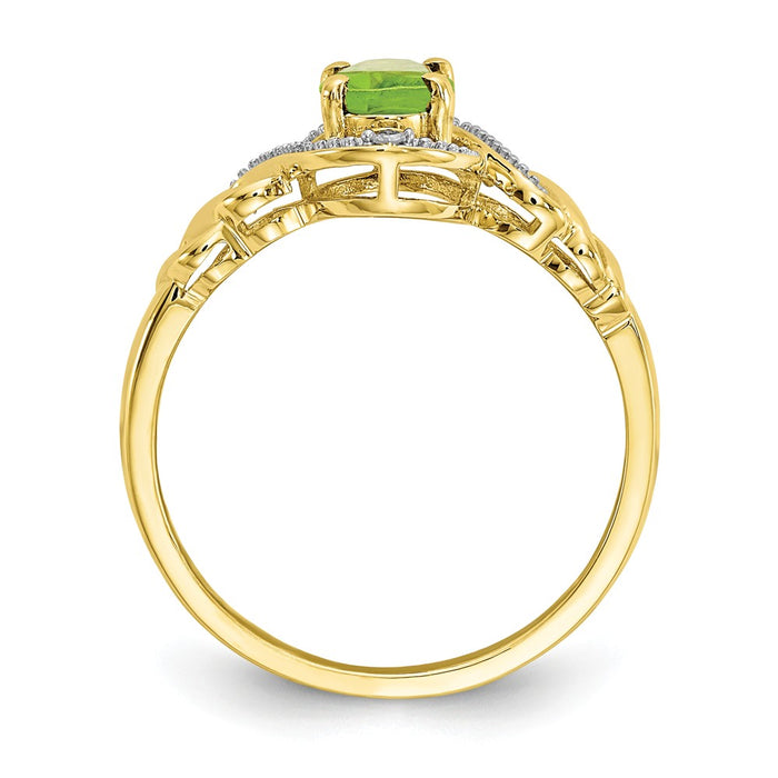 10k Yellow Gold Peridot Diamond Ring, Size: 7