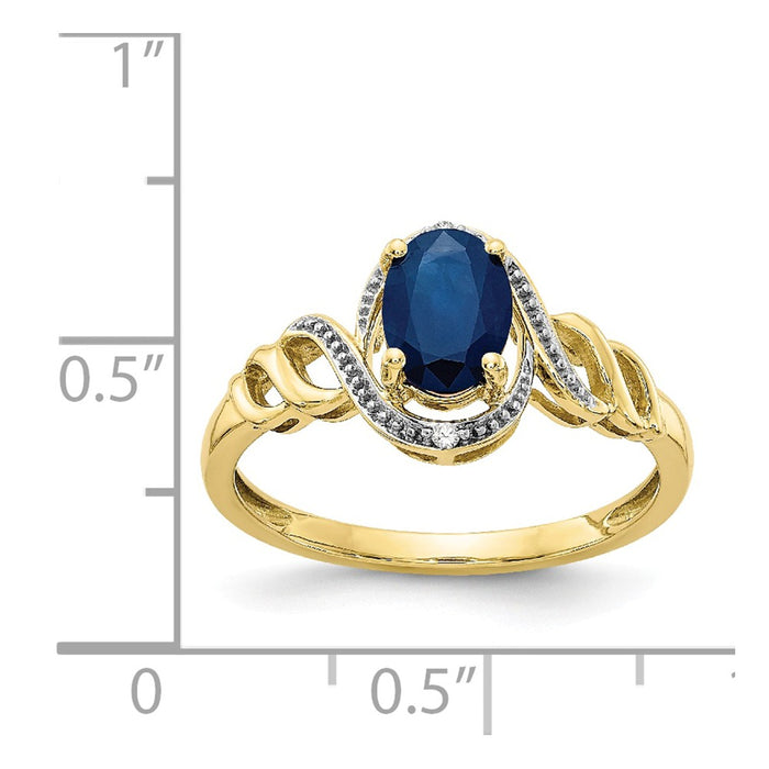 10k Yellow Gold Sapphire Diamond Ring, Size: 7