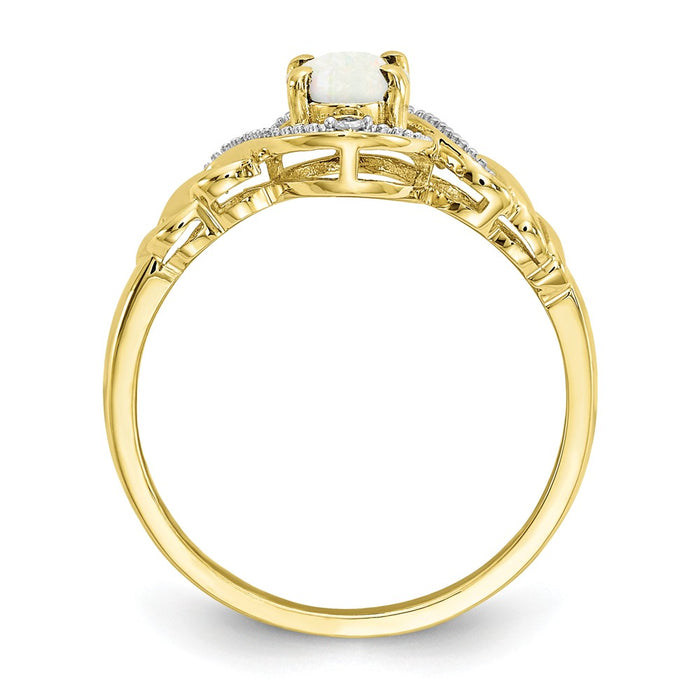 10k Yellow Gold Opal Diamond Ring, Size: 7