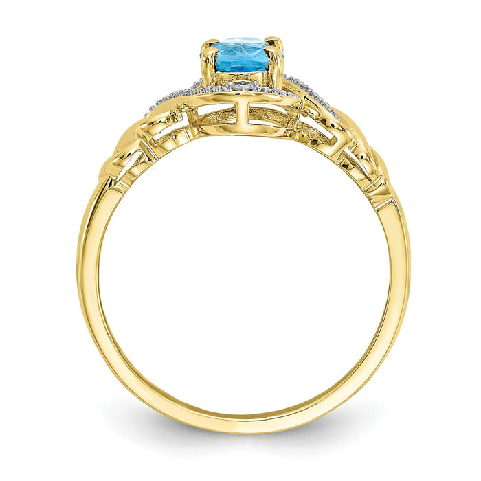 10k Yellow Gold Light Swiss Blue Topaz Diamond Ring, Size: 7