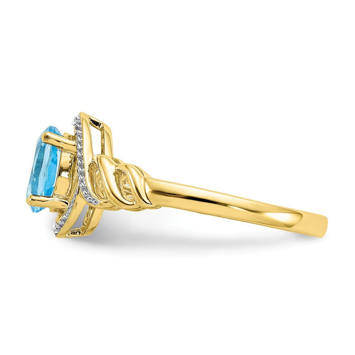 10k Yellow Gold Light Swiss Blue Topaz Diamond Ring, Size: 7