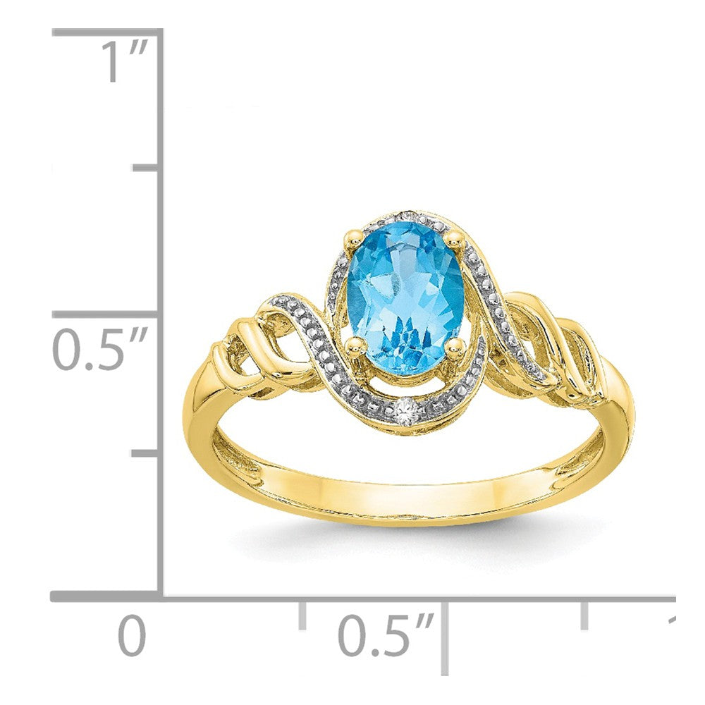 10k Yellow Gold Light Swiss Blue Topaz Diamond Ring, Size: 7