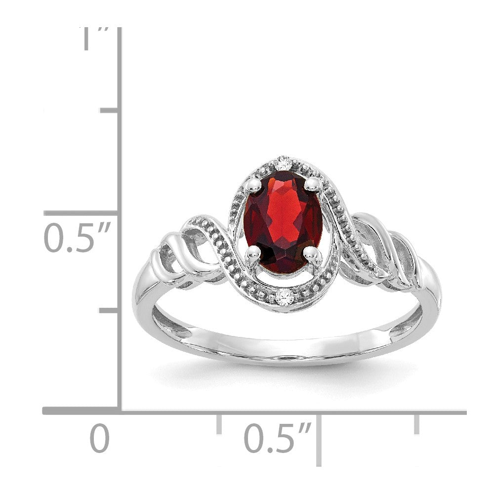 10k White Gold Garnet Diamond Ring, Size: 7