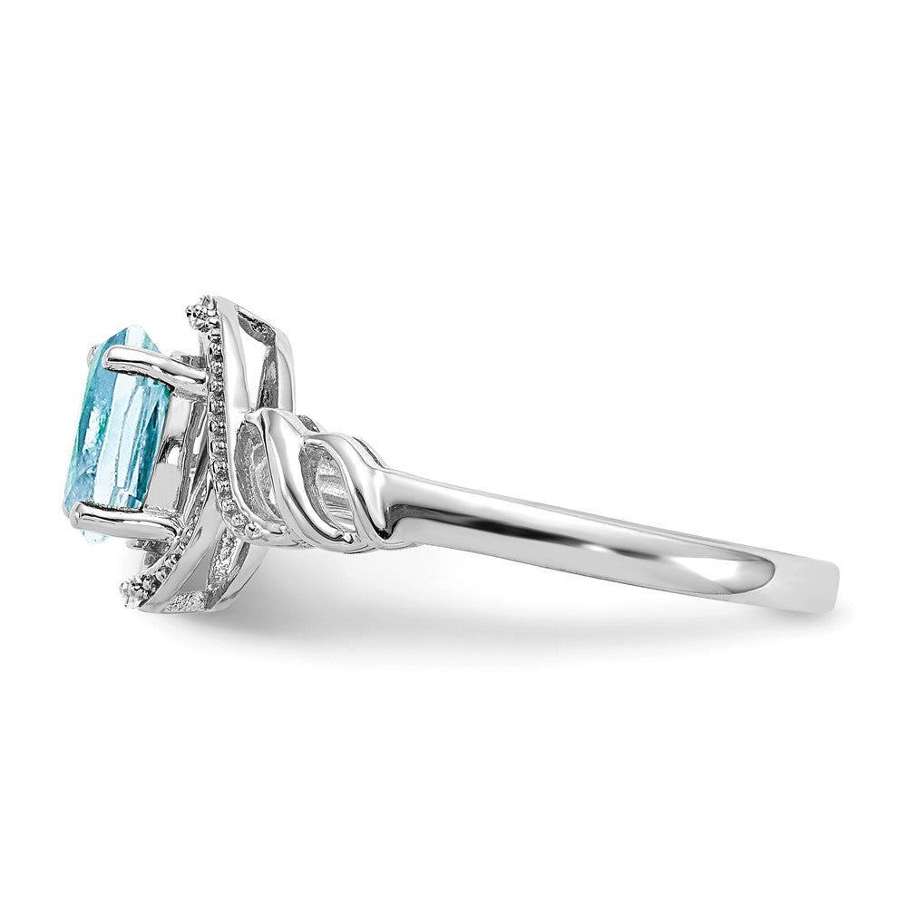 10k White Gold Aquamarine Diamond Ring, Size: 7