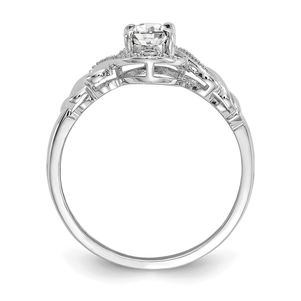 10k White Gold White Topaz Diamond Ring, Size: 7
