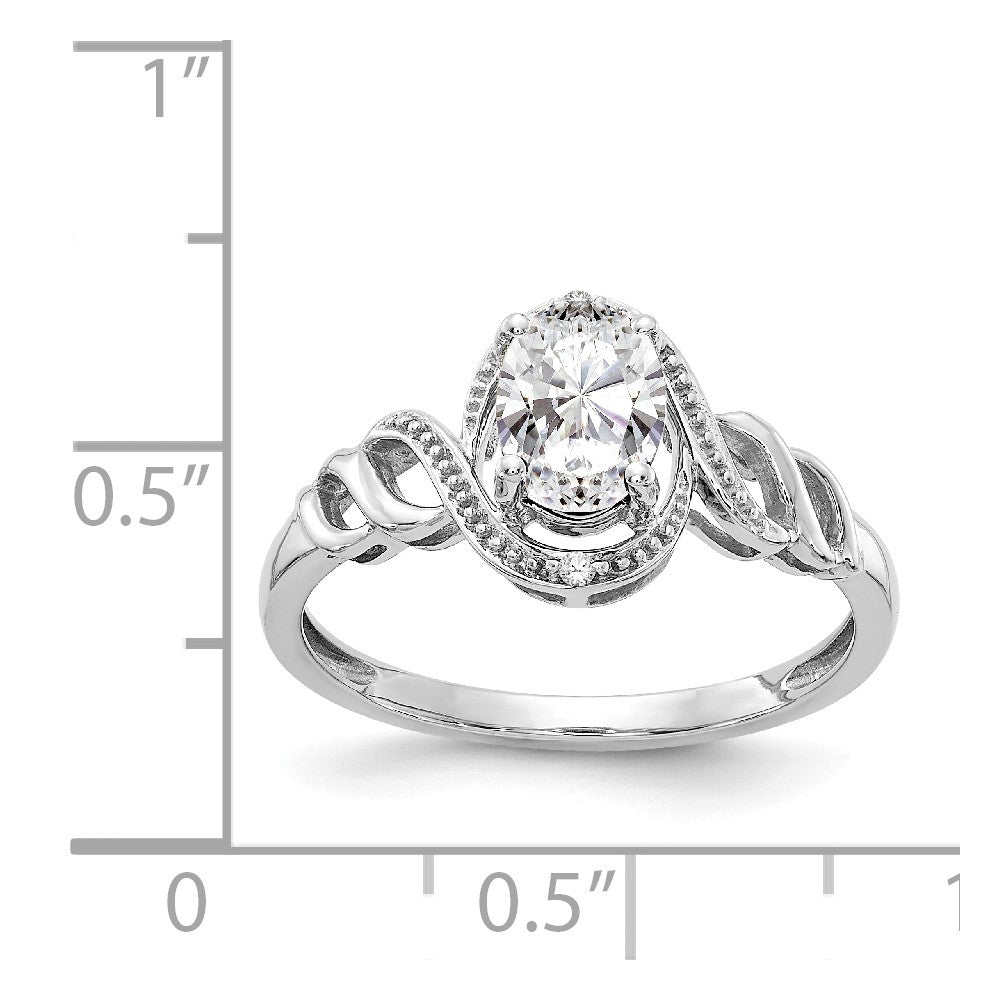 10k White Gold White Topaz Diamond Ring, Size: 7