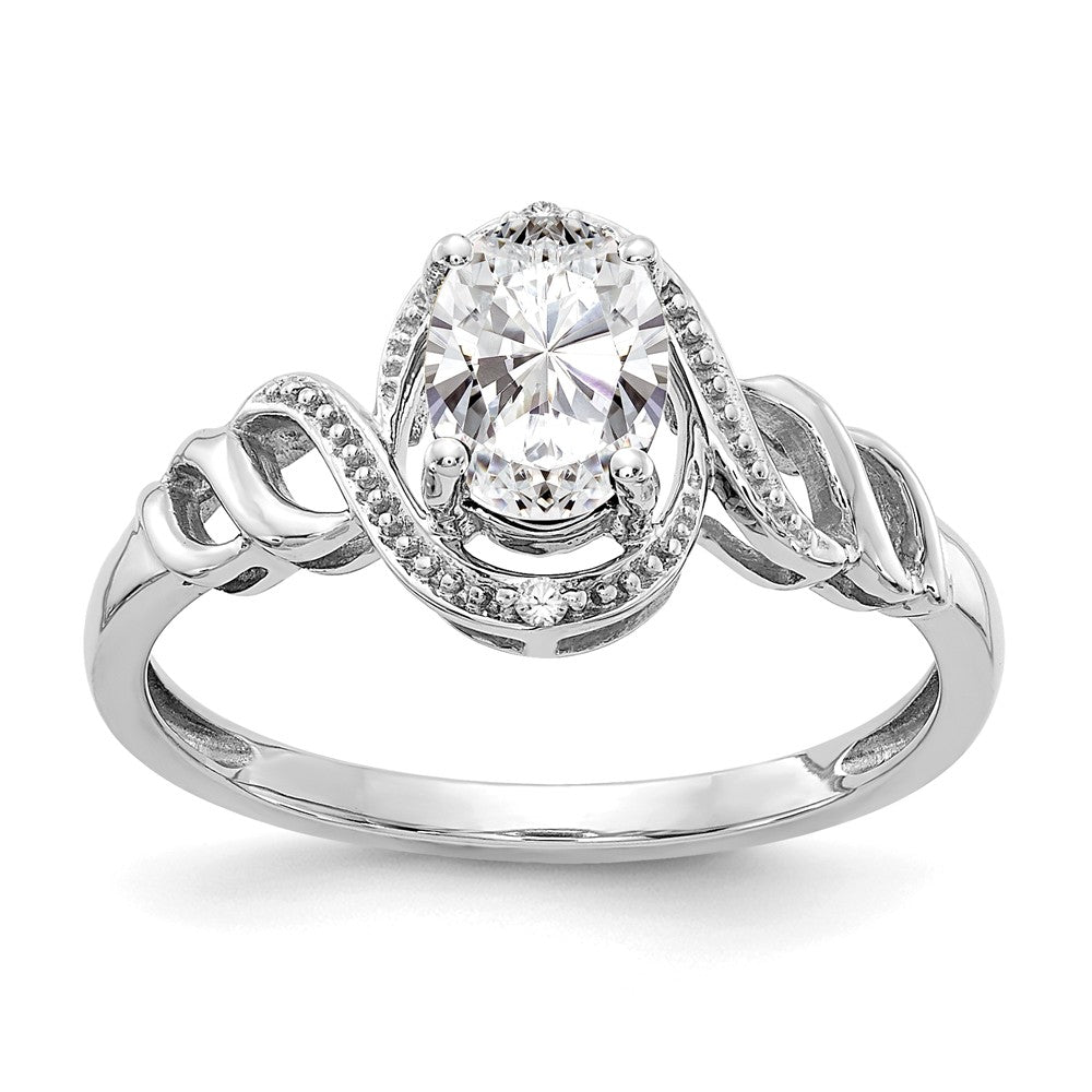 10k White Gold White Topaz Diamond Ring, Size: 7