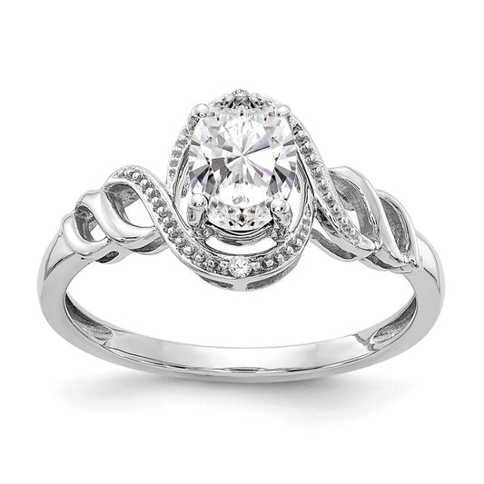 10k White Gold White Topaz Diamond Ring, Size: 7