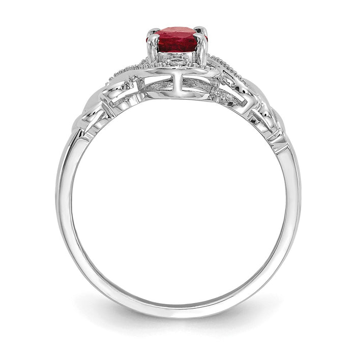 10k White Gold Ruby Diamond Ring, Size: 7