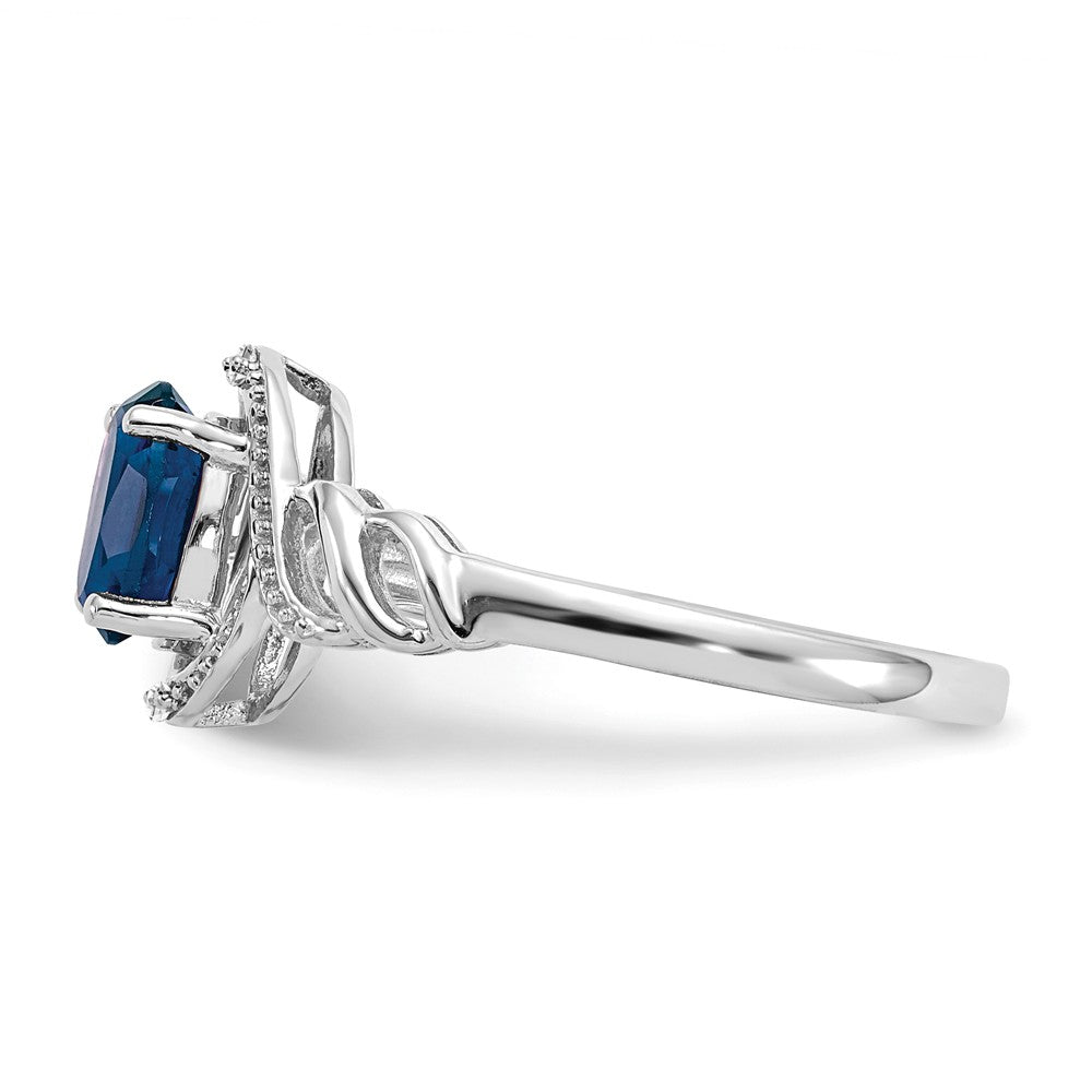 10k White Gold Sapphire Diamond Ring, Size: 7