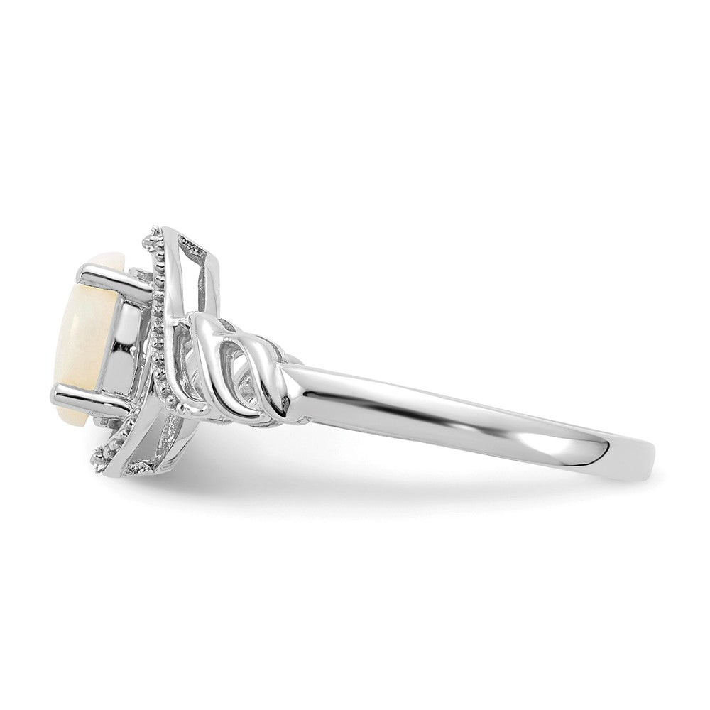 10k White Gold Opal Diamond Ring, Size: 7