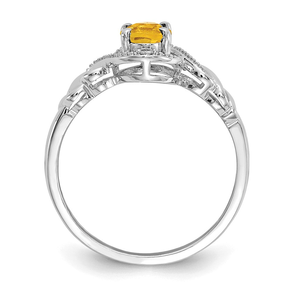 10k White Gold Citrine Diamond Ring, Size: 7