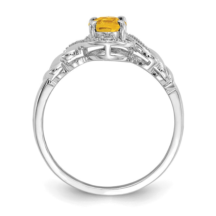 10k White Gold Citrine Diamond Ring, Size: 7