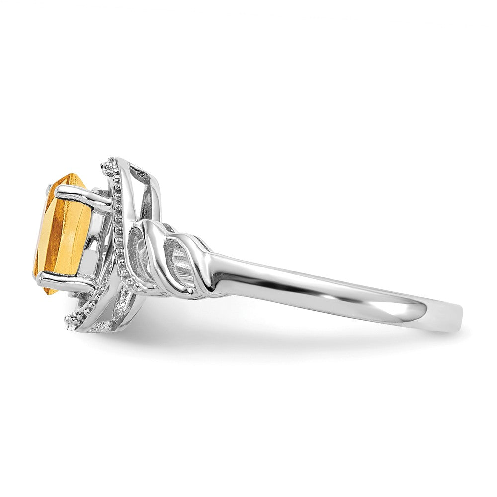 10k White Gold Citrine Diamond Ring, Size: 7