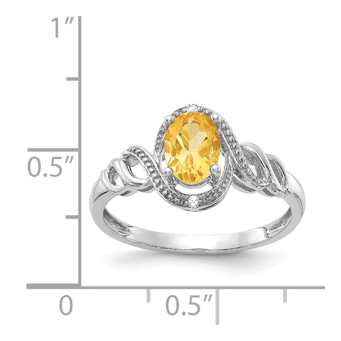 10k White Gold Citrine Diamond Ring, Size: 7