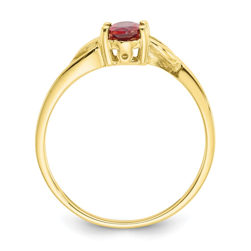 10k Yellow Gold Polished Geniune Garnet Birthstone Ring, Size: 7