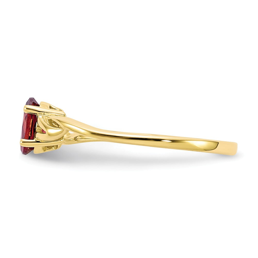 10k Yellow Gold Polished Geniune Garnet Birthstone Ring, Size: 7