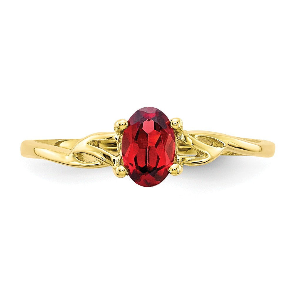 10k Yellow Gold Polished Geniune Garnet Birthstone Ring, Size: 7