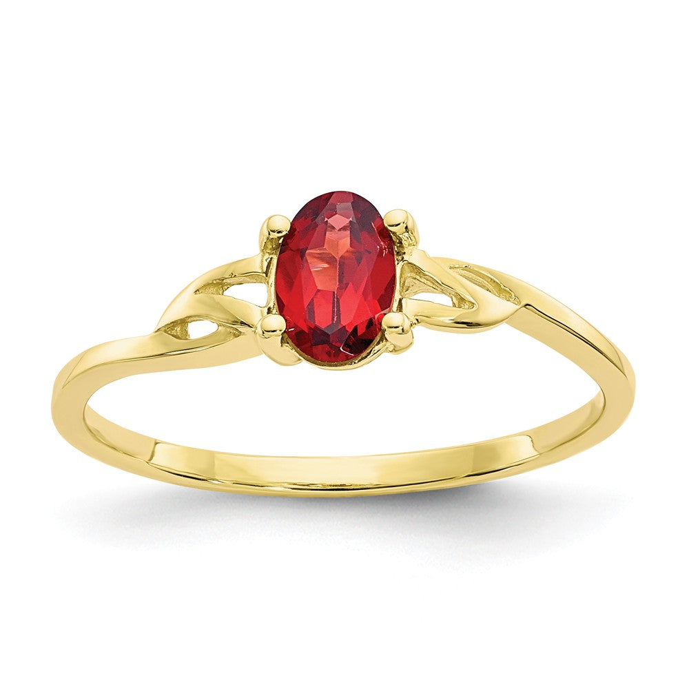 10k Yellow Gold Polished Geniune Garnet Birthstone Ring, Size: 7
