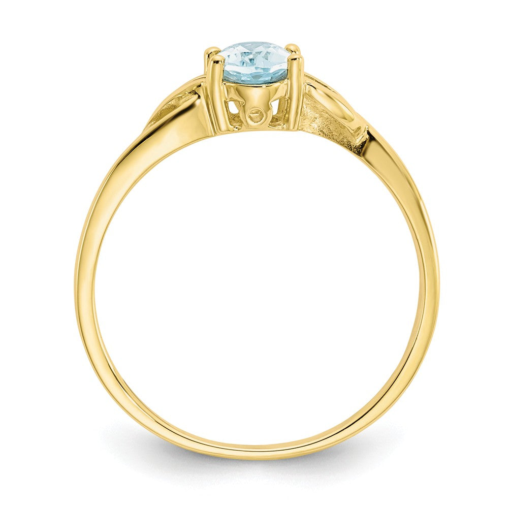 10k Yellow Gold Polished Geniune Aquamarine Birthstone Ring, Size: 7