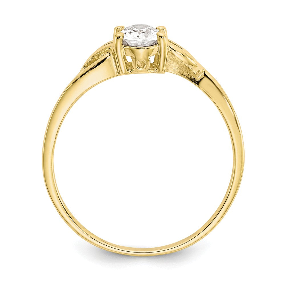 10k Yellow Gold Polished Geniune White Topaz Birthstone Ring, Size: 7