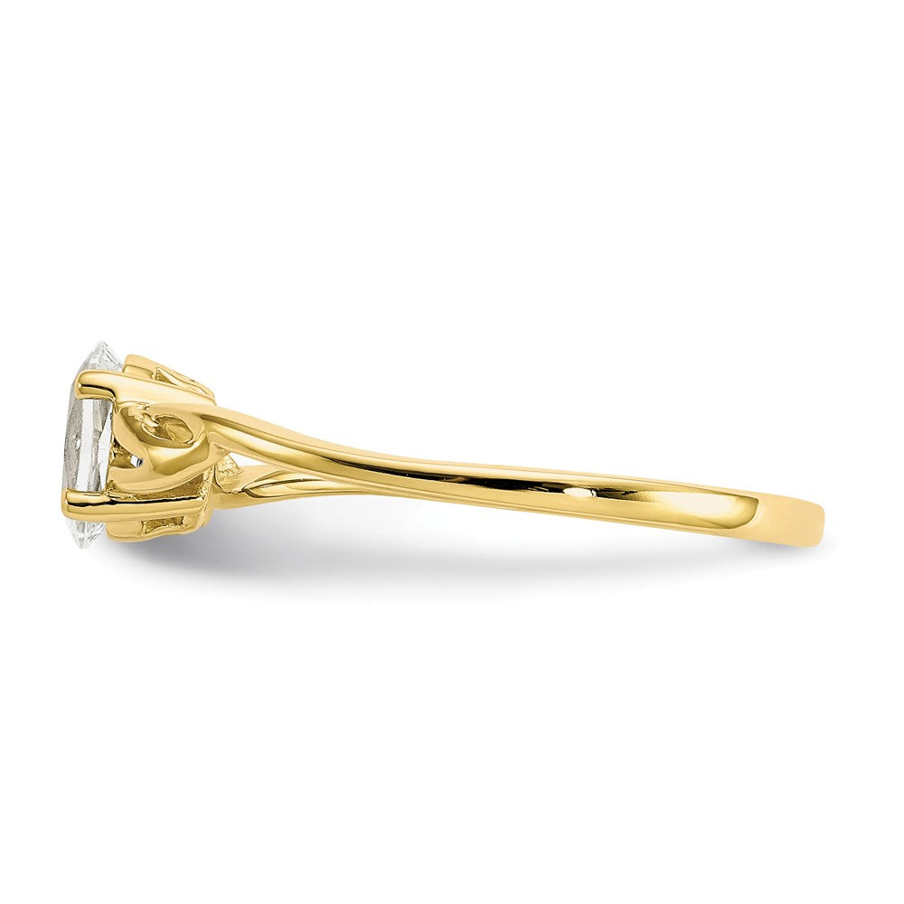 10k Yellow Gold Polished Geniune White Topaz Birthstone Ring, Size: 7