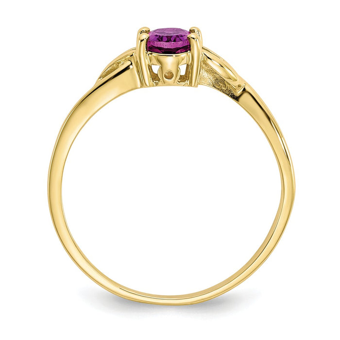 10k Yellow Gold Polished Geniune Rhodolite Garnet Birthstone Ring, Size: 7