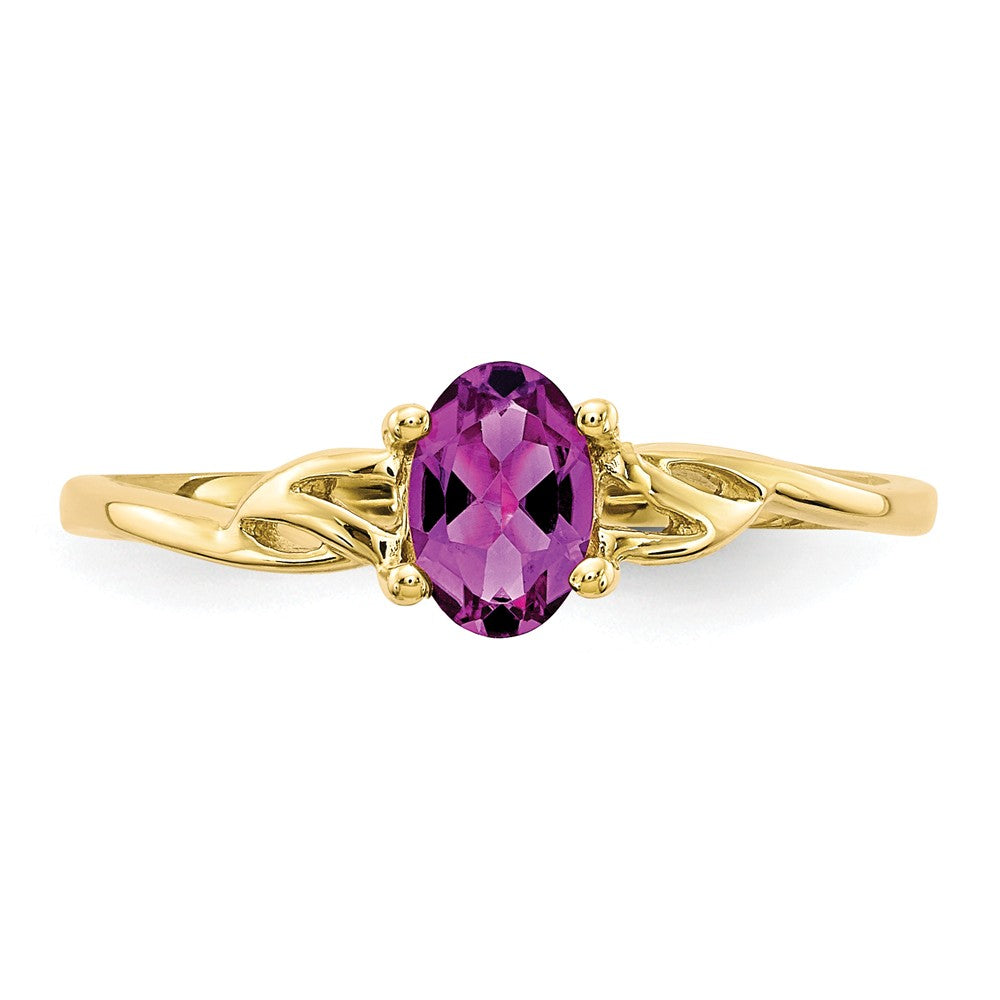 10k Yellow Gold Polished Geniune Rhodolite Garnet Birthstone Ring, Size: 7