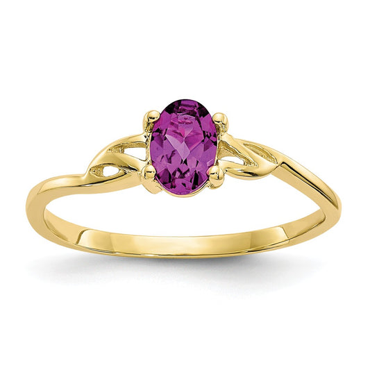 10k Yellow Gold Polished Geniune Rhodolite Garnet Birthstone Ring, Size: 7