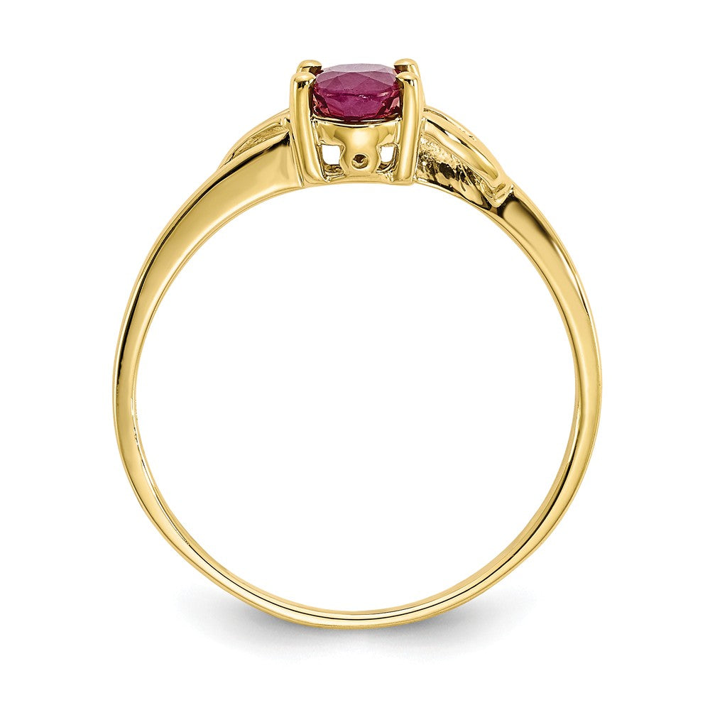 10k Yellow Gold Polished Geniune Ruby Birthstone Ring, Size: 7