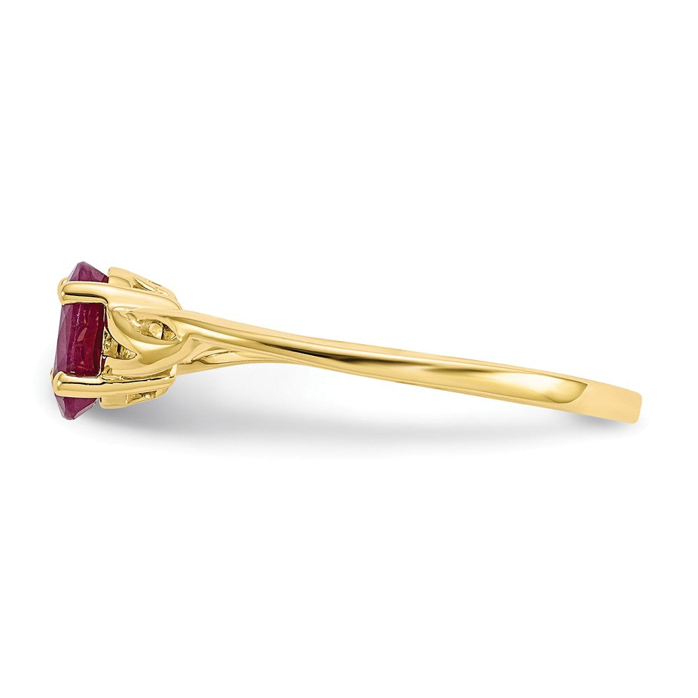 10k Yellow Gold Polished Geniune Ruby Birthstone Ring, Size: 7