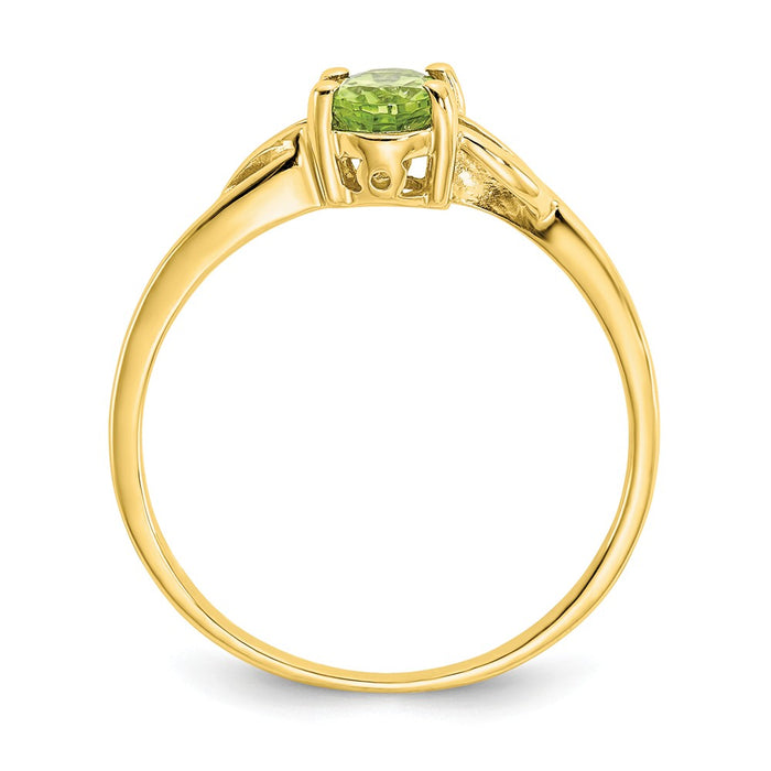 10k Yellow Gold Polished Geniune Peridot Birthstone Ring, Size: 7