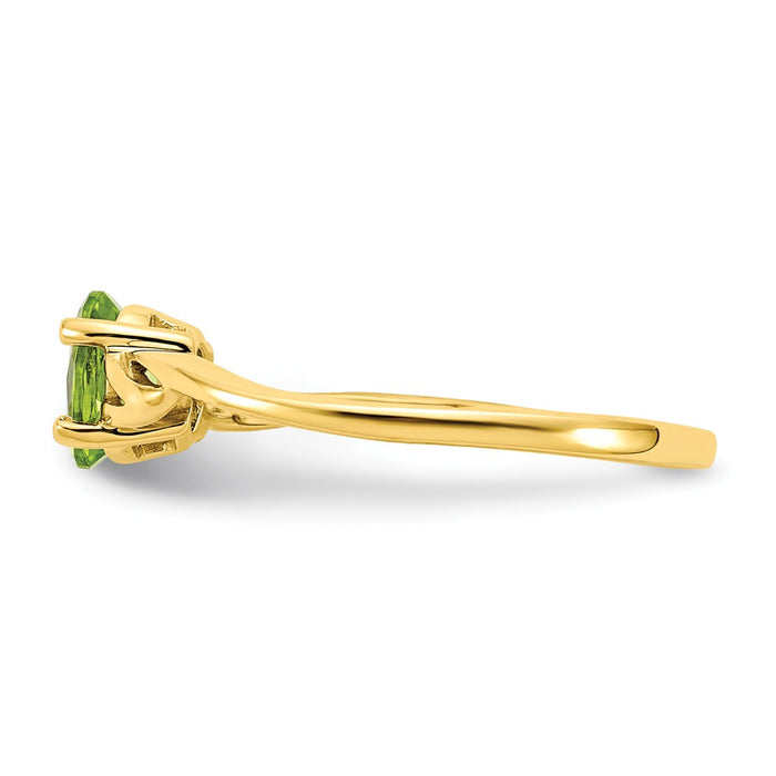 10k Yellow Gold Polished Geniune Peridot Birthstone Ring, Size: 7