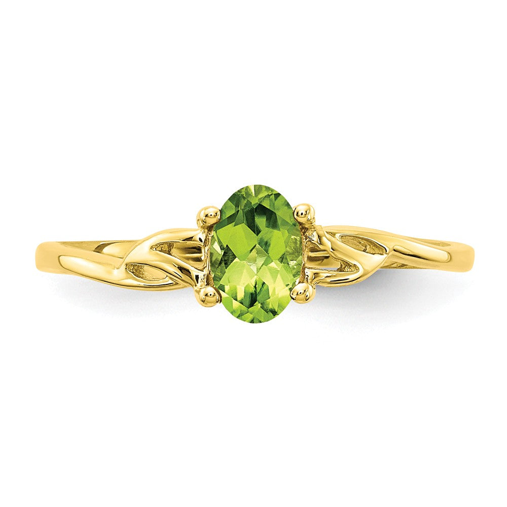 10k Yellow Gold Polished Geniune Peridot Birthstone Ring, Size: 7