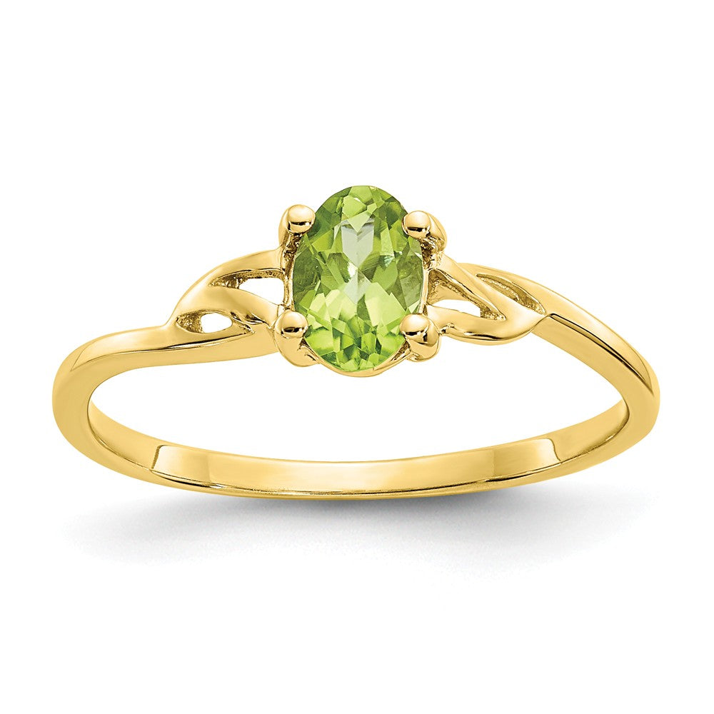 10k Yellow Gold Polished Geniune Peridot Birthstone Ring, Size: 7