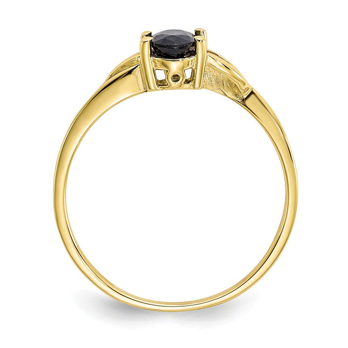 10k Yellow Gold Polished Geniune Sapphire Birthstone Ring, Size: 7