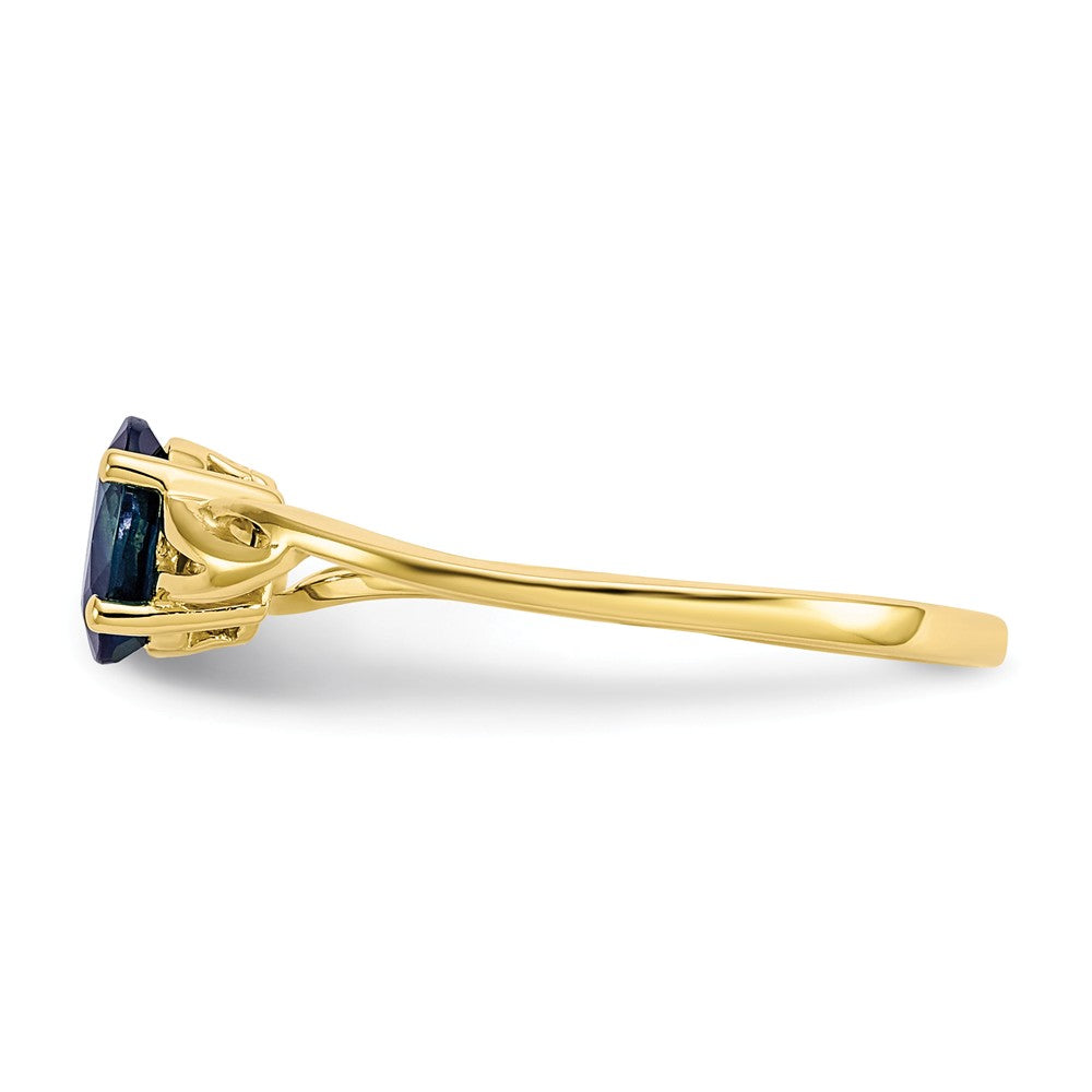 10k Yellow Gold Polished Geniune Sapphire Birthstone Ring, Size: 7