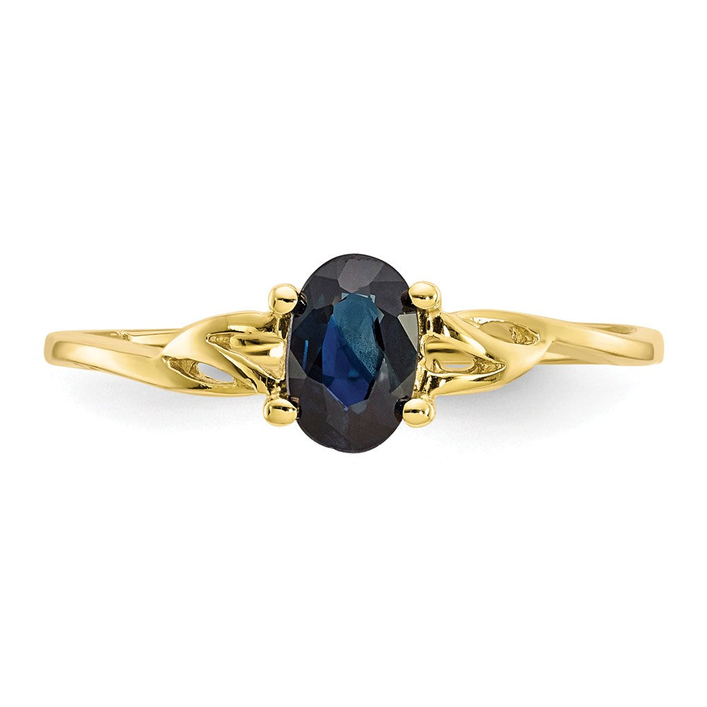 10k Yellow Gold Polished Geniune Sapphire Birthstone Ring, Size: 7