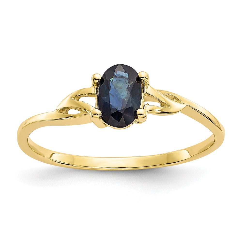 10k Yellow Gold Polished Geniune Sapphire Birthstone Ring, Size: 7