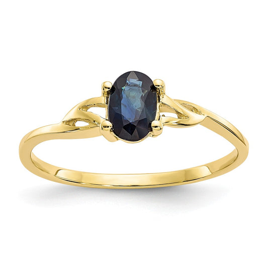 10k Yellow Gold Polished Geniune Sapphire Birthstone Ring, Size: 7