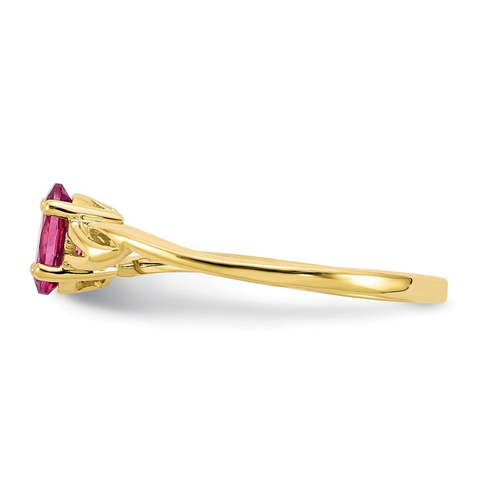 10k Yellow Gold Polished Geniune Pink Tourmaline Birthstone Ring, Size: 7