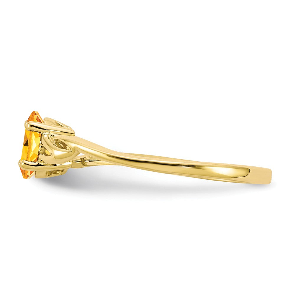 10k Yellow Gold Polished Geniune Citrine Birthstone Ring, Size: 7
