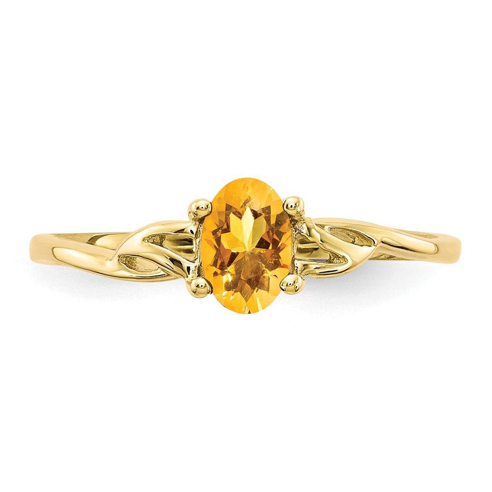 10k Yellow Gold Polished Geniune Citrine Birthstone Ring, Size: 7