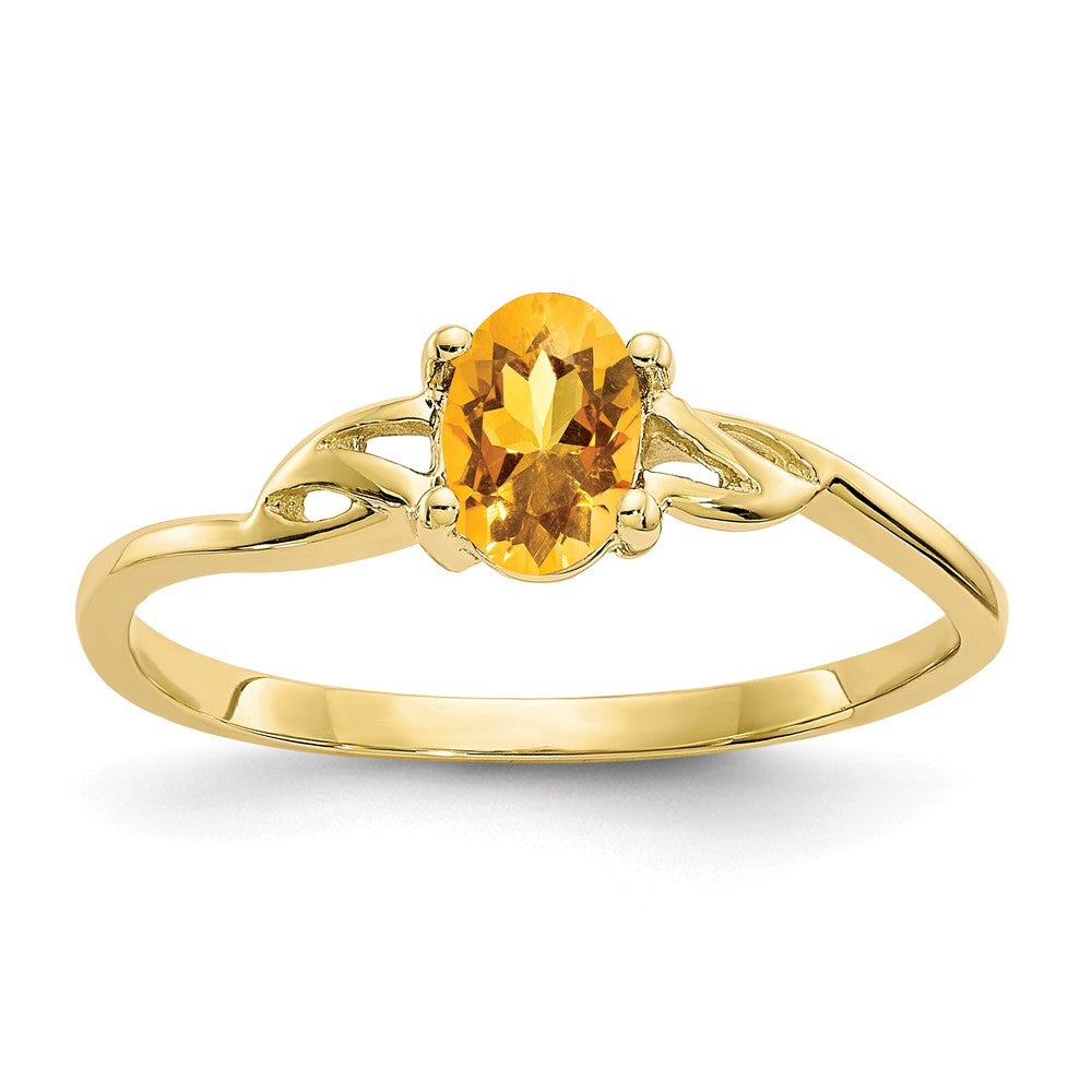 10k Yellow Gold Polished Geniune Citrine Birthstone Ring, Size: 7