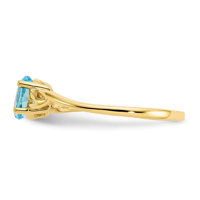 10k Yellow Gold Polished Geniune Blue Topaz Birthstone Ring, Size: 7